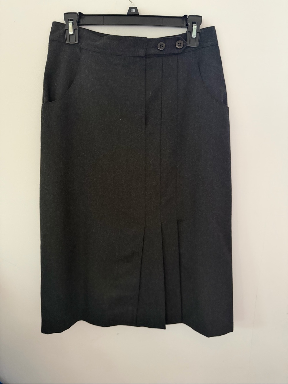 Black Midi Skirt with Front Inverted Pleat